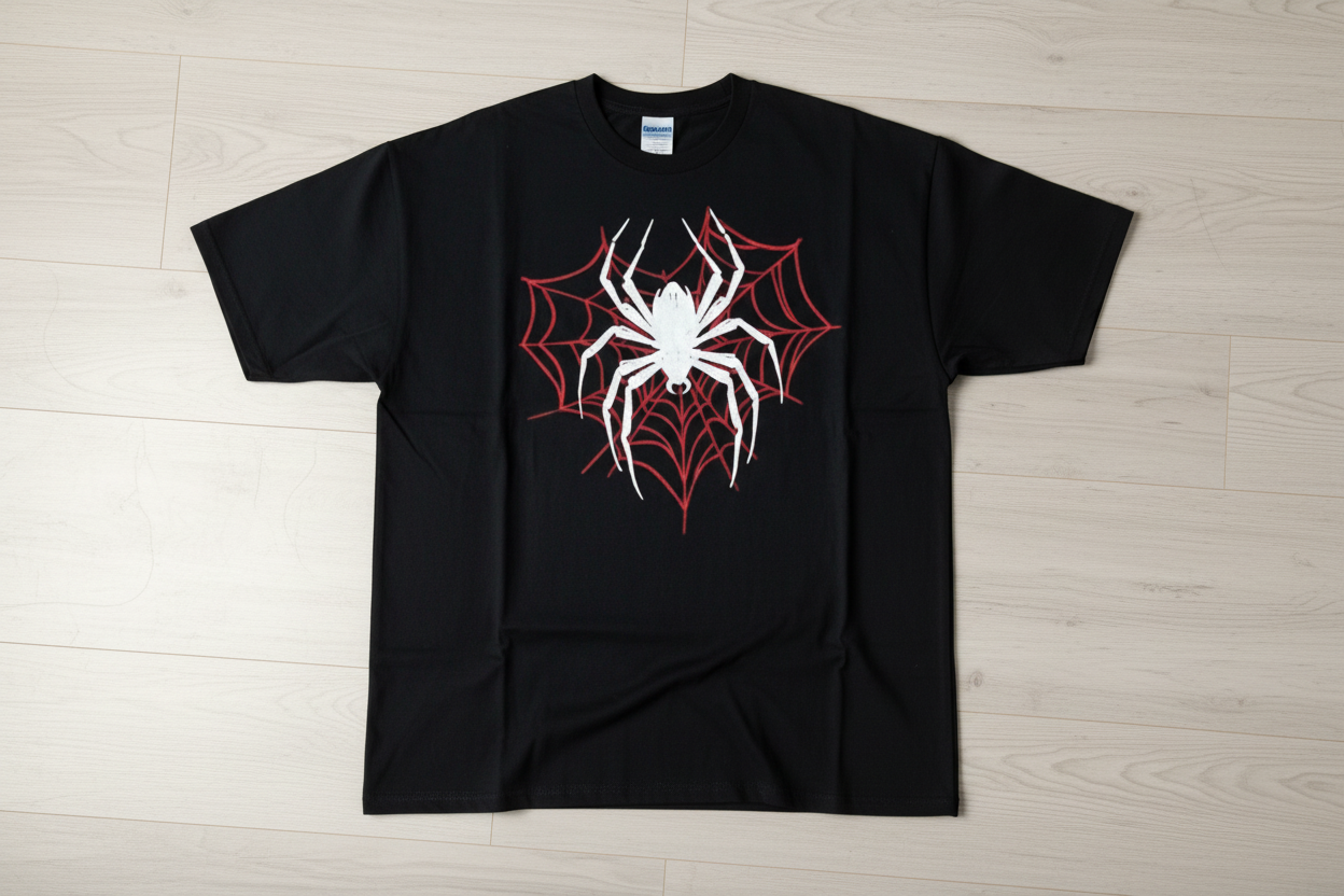 Camiseta Negra Araña Telaraña