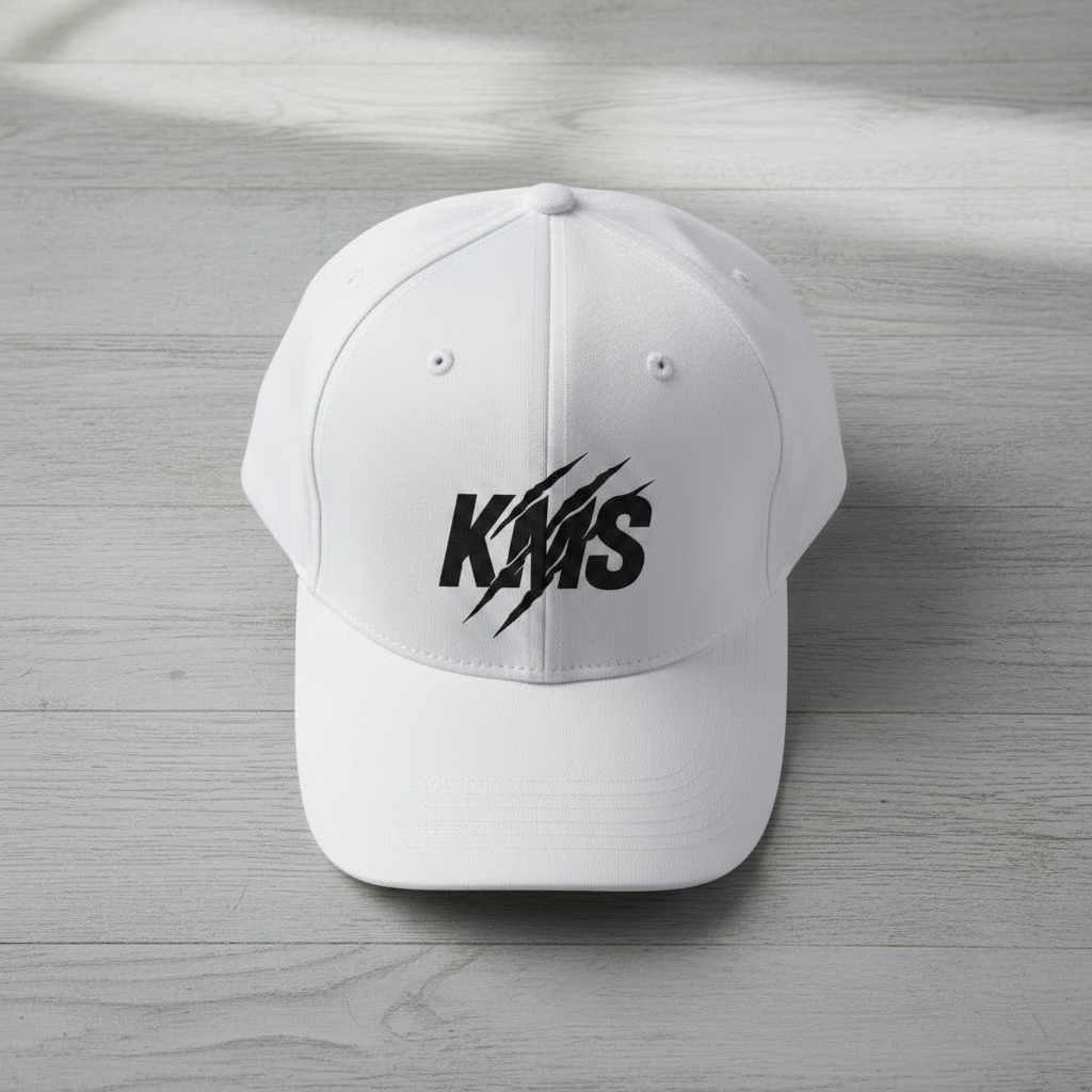Gorra Blanca Logo Negro KMS