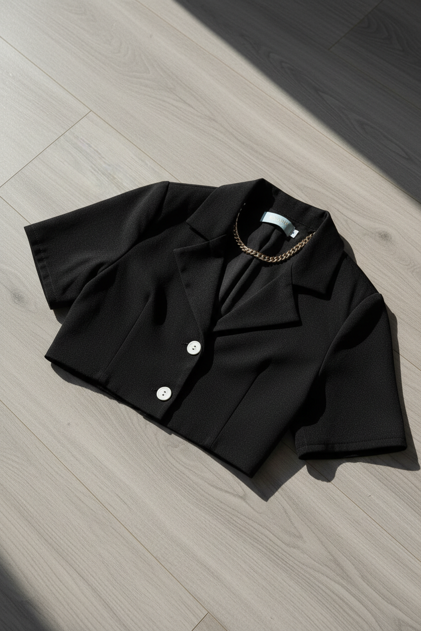 Bluza Crop KMS - Negro