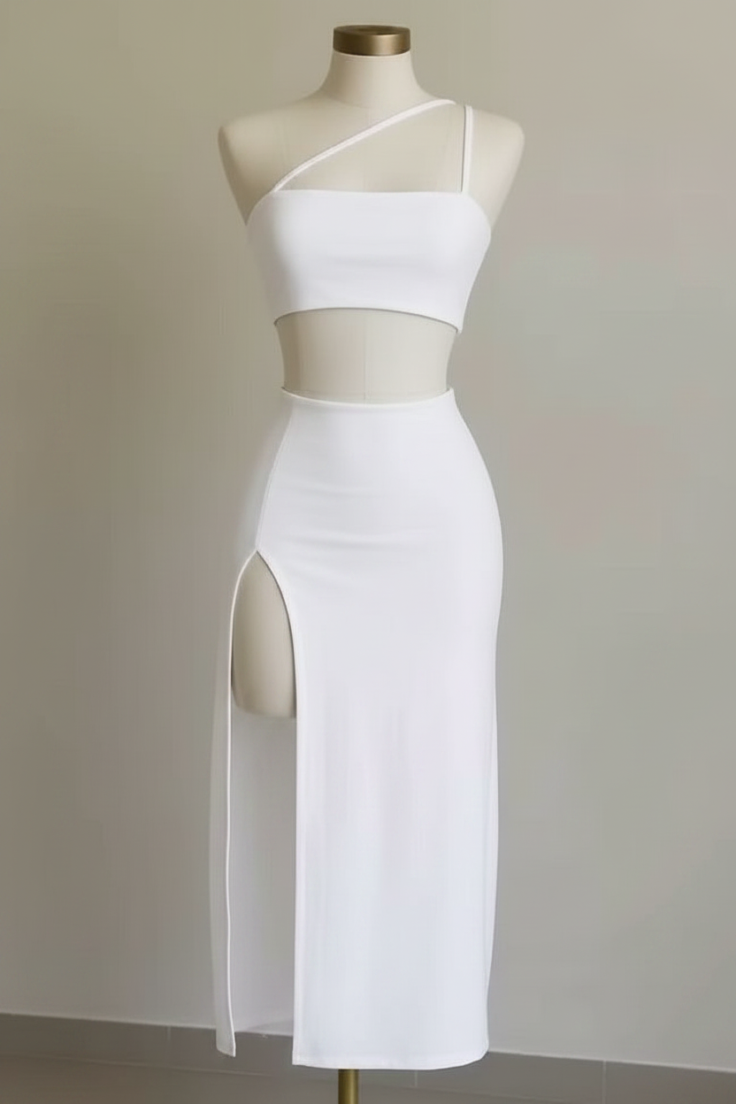 Conjunto Top Falda Maxi KMS - Blanco