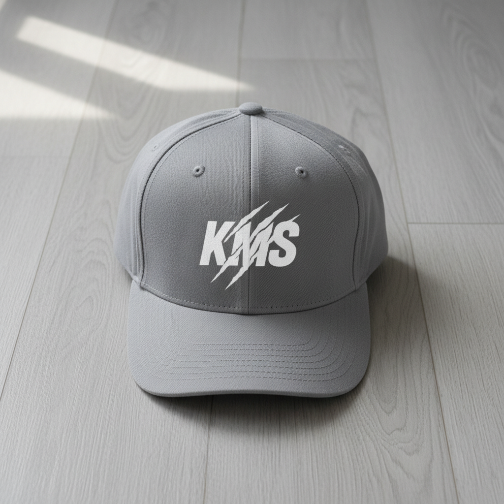 Gorra KMS color gris estampado DTF