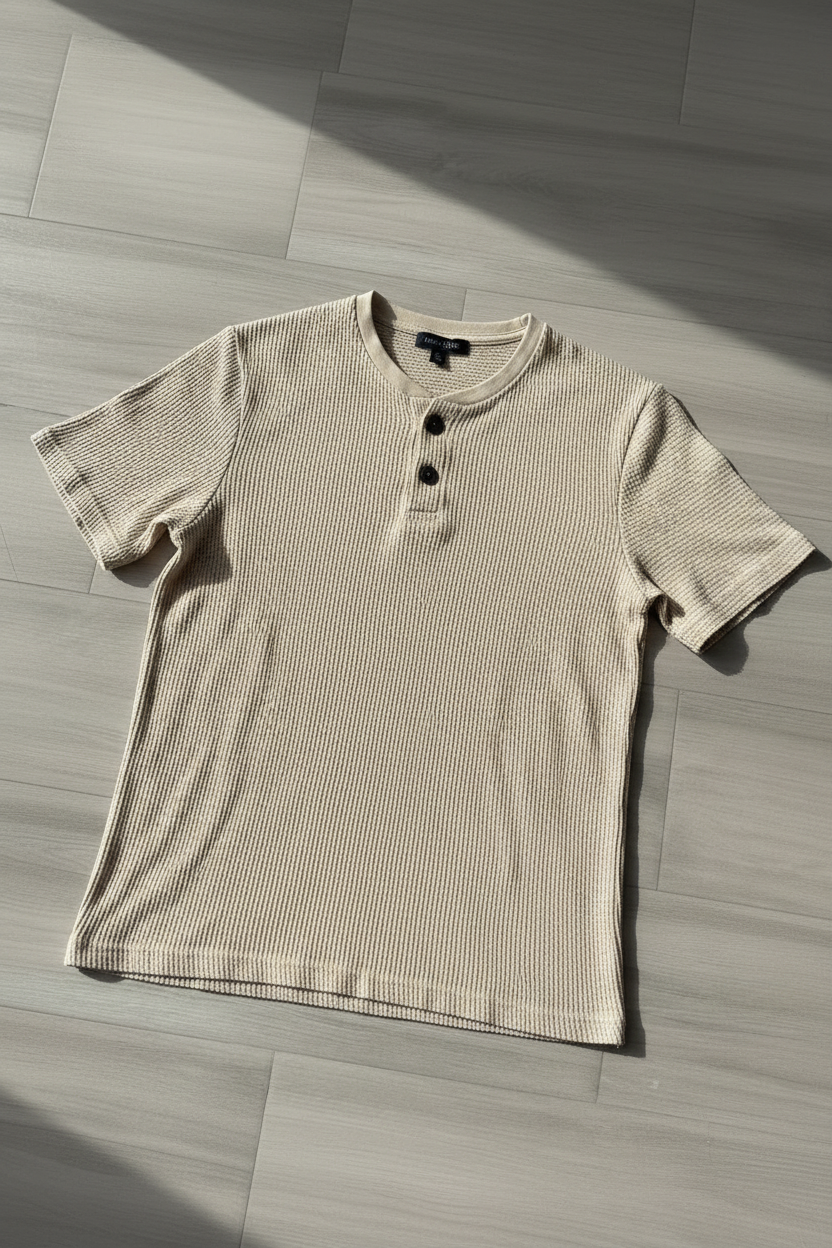 Camiseta Henley Algodón Premium KMS - Beige Crema