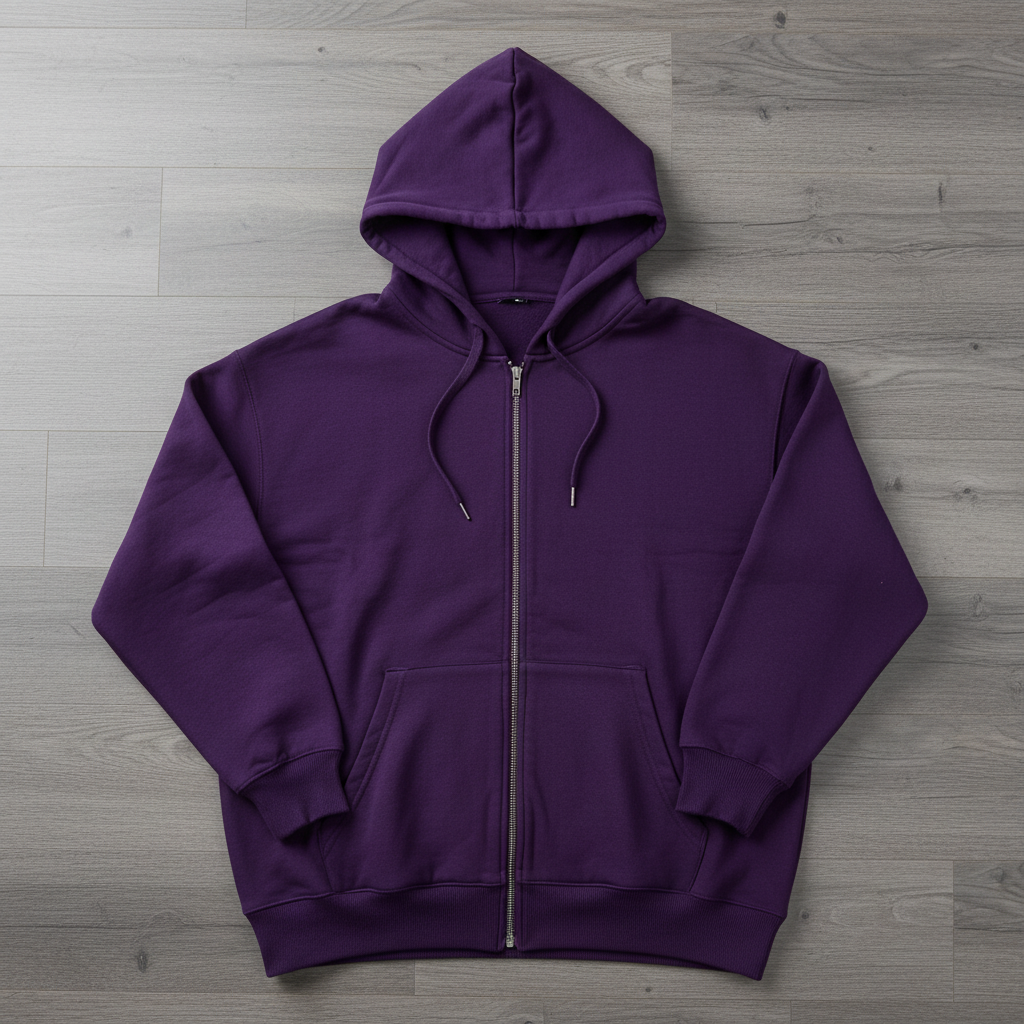 Hoodie Zip-Up Oversize Púrpura