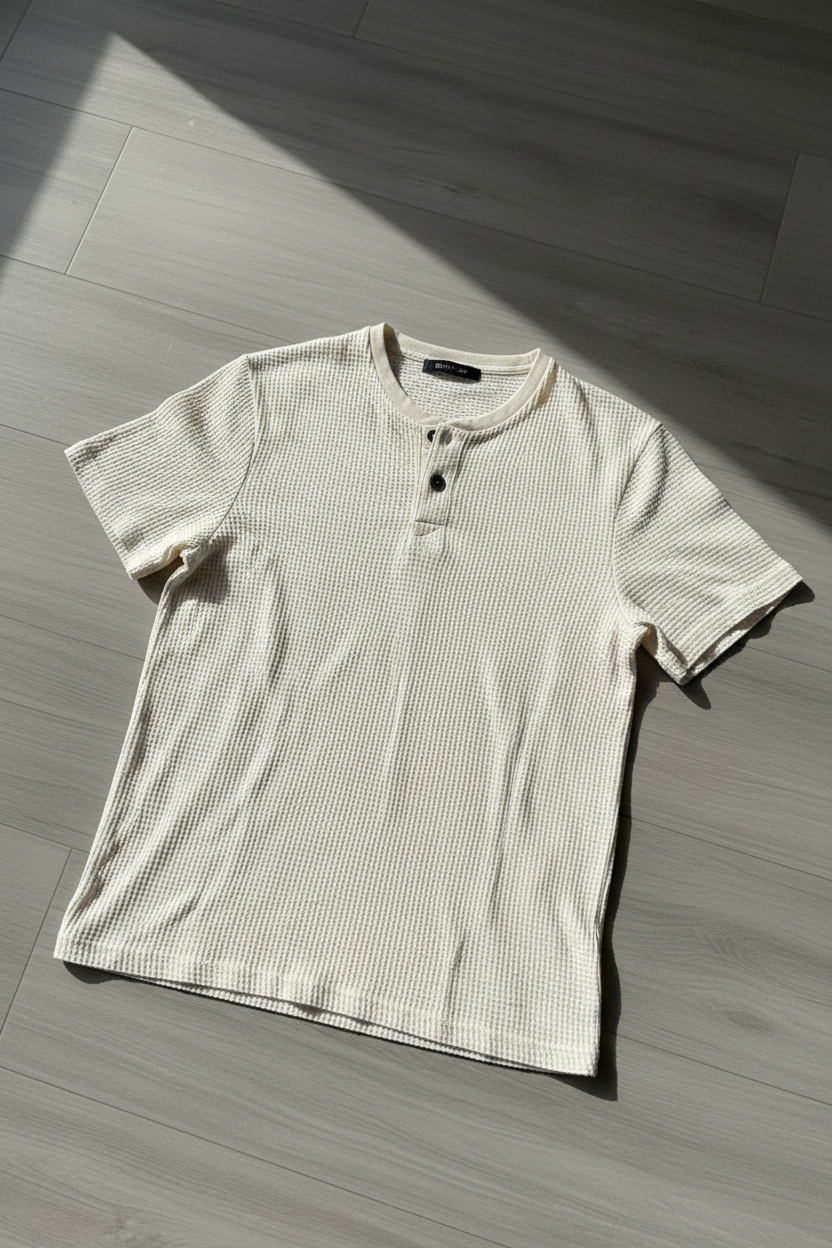 Camiseta Henley Algodón Premium KMS - Blanco