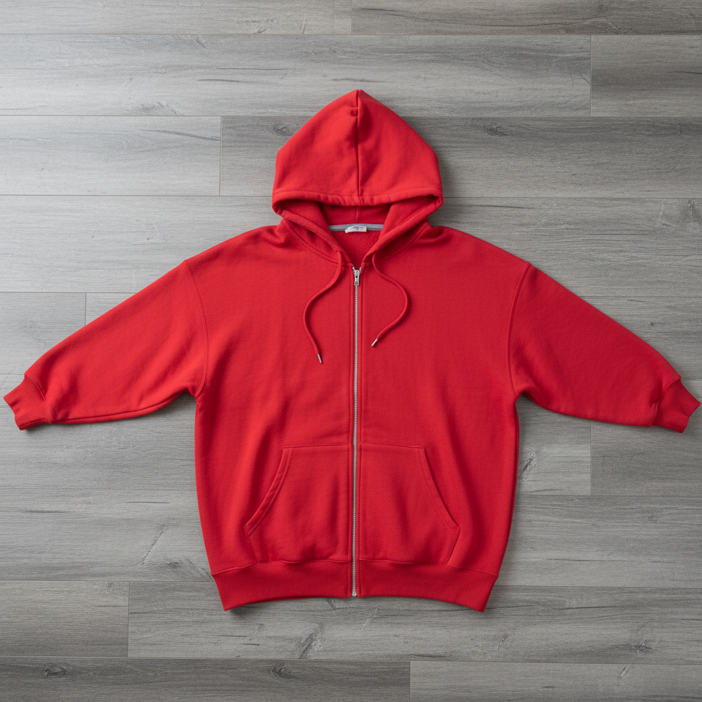 Hoodie Zip-Up Oversize Rojo