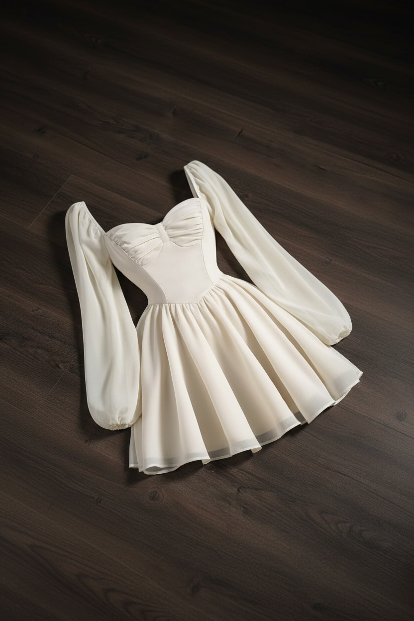 Vestido Corset Puff Sleeve - Blanco