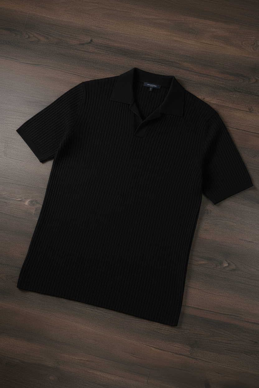 Polo Tejido Cuello Johnny - Negro