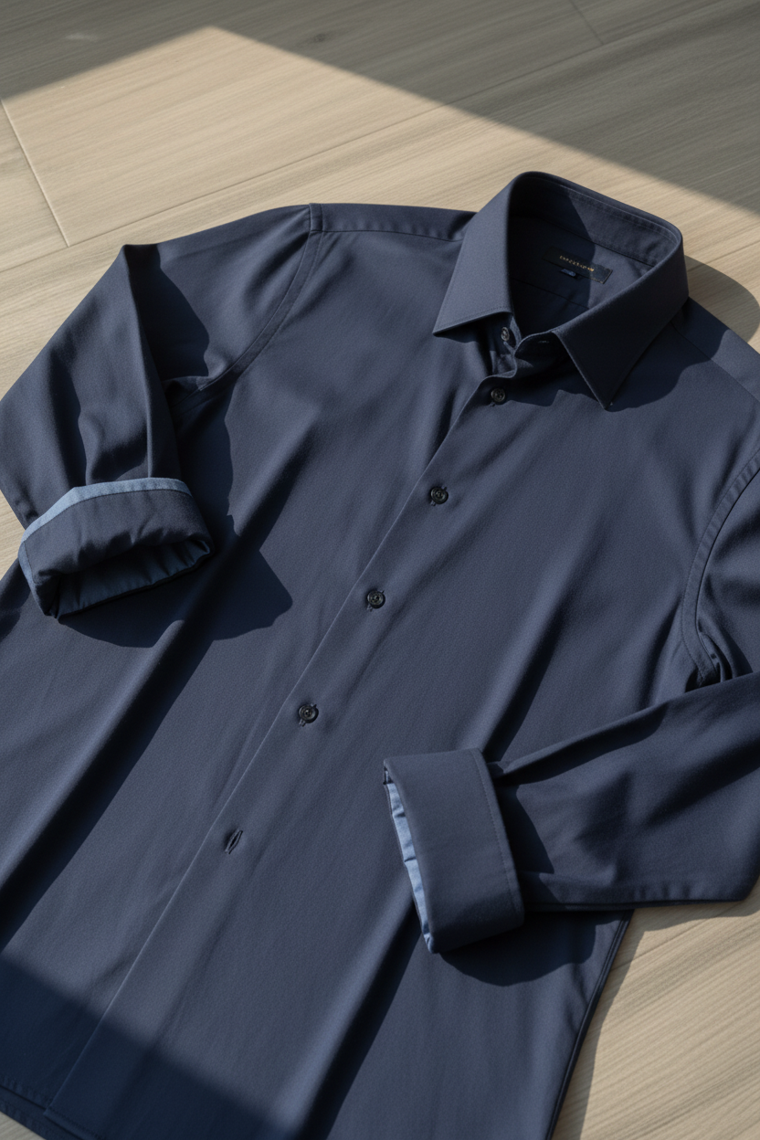 Camisa Algodón Premium Manga Larga KMS - Azul Marino
