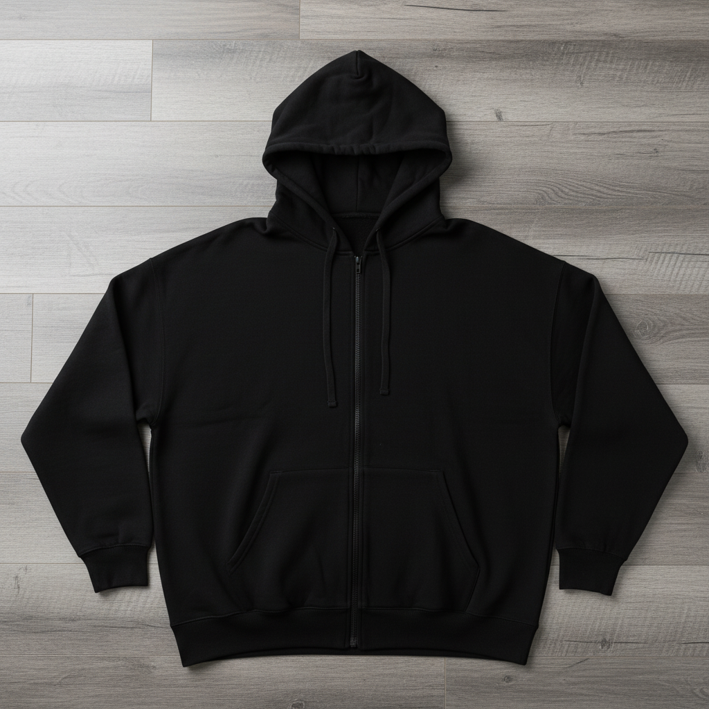 Hoodie Zip-Up Oversize Negro