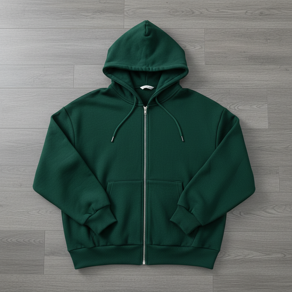 Hoodie Zip-Up Oversize Verde Bosque