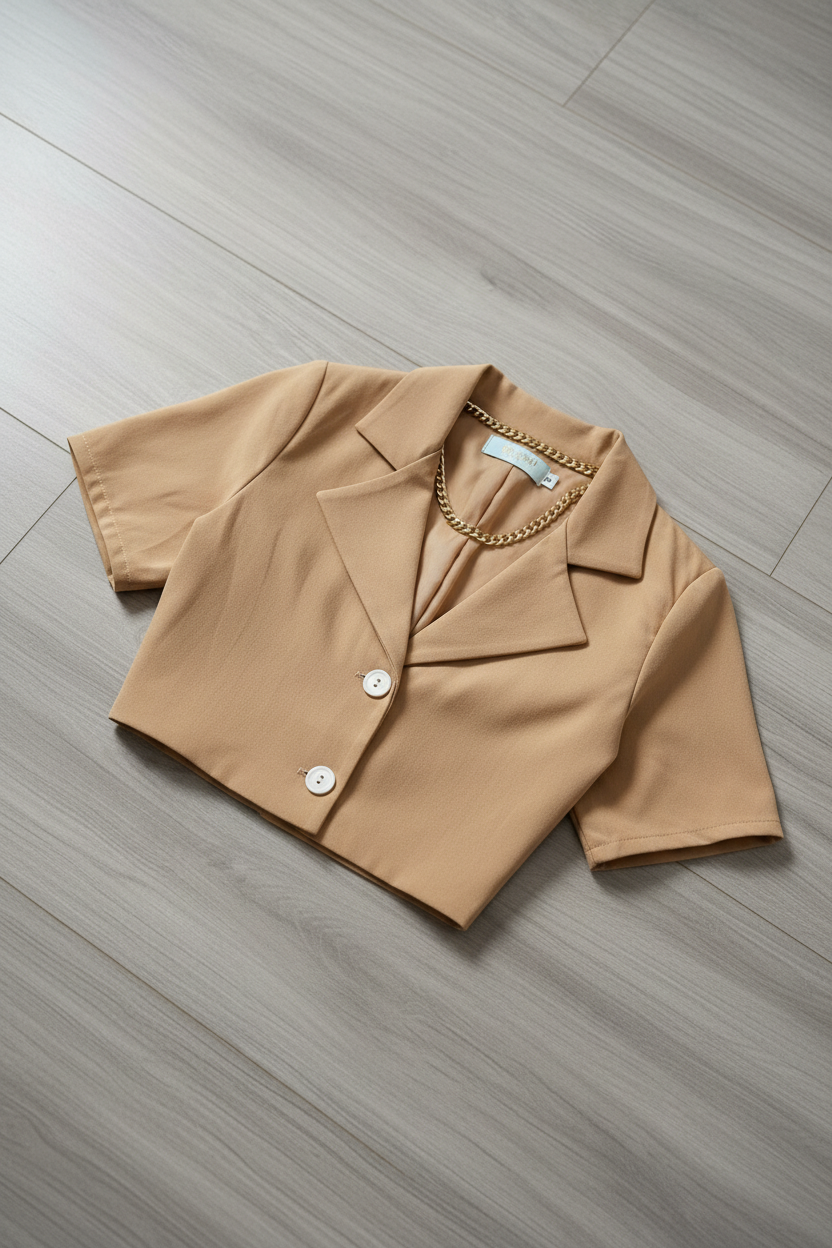 Bluza Crop KMS - Beige/Crema