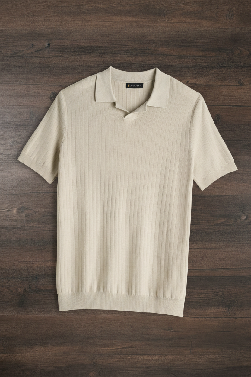 Polo Tejido Cuello Johnny - Beige/Crema