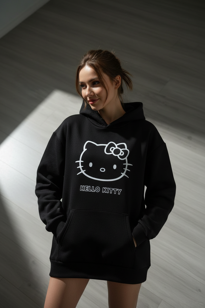 Hoodie Hello Kitty Negro - Modelo