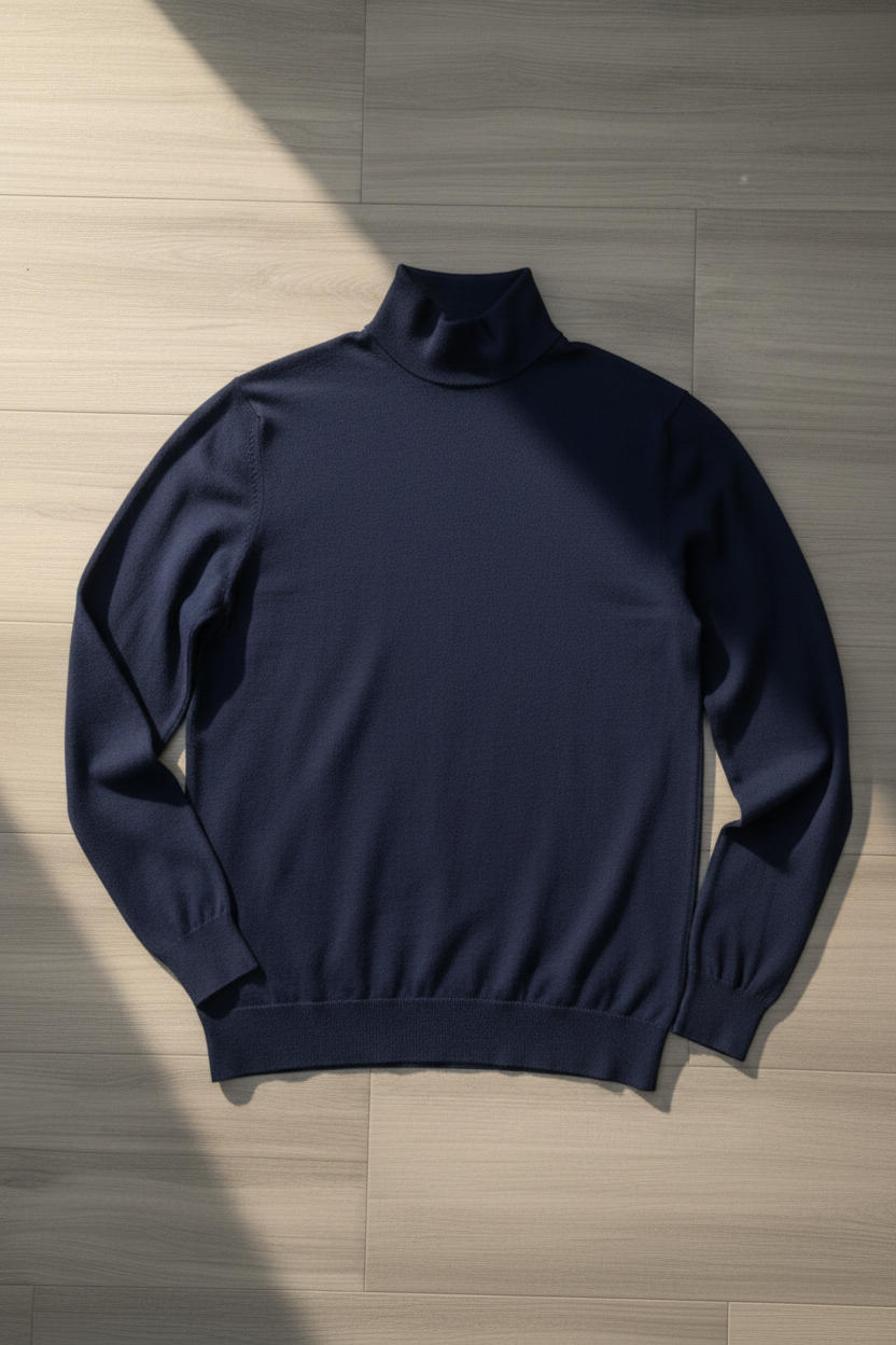 Suéter Cuello Alto Liso Premium KMS - Azul Marino