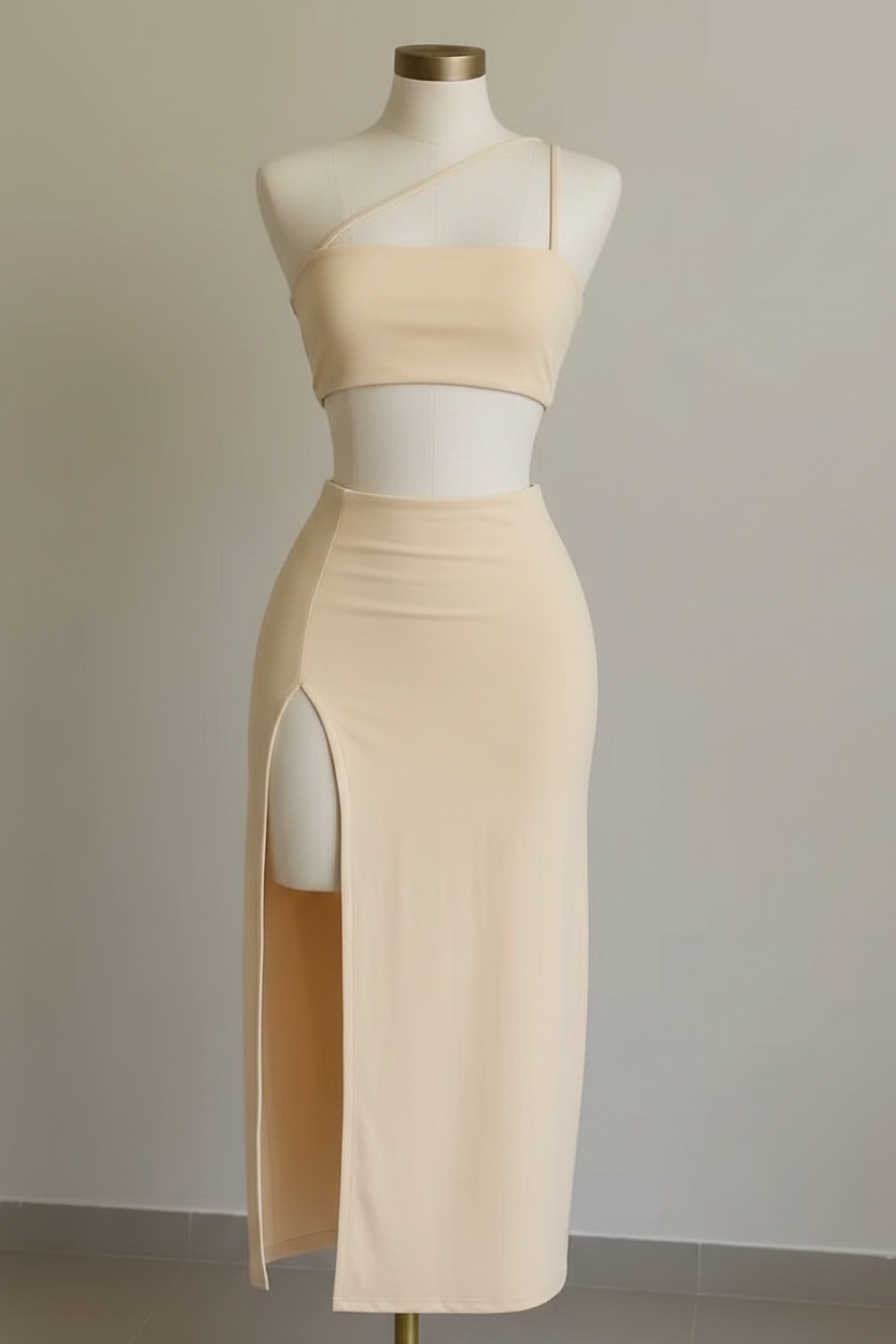 Conjunto Top Falda Maxi KMS - Beige/Crema