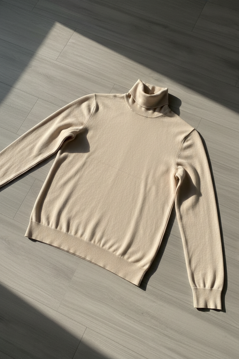 Suéter Cuello Alto Liso Premium KMS - Beige Crema