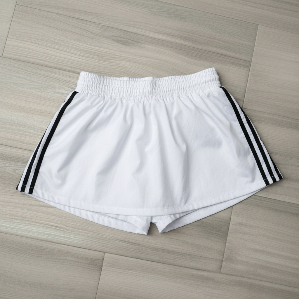 Falda Short Blanca - Rayas Negras