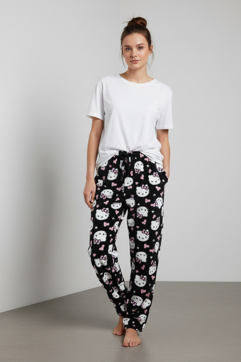 Pijama Hello Kitty - Camiseta blanca + Pantalón negro