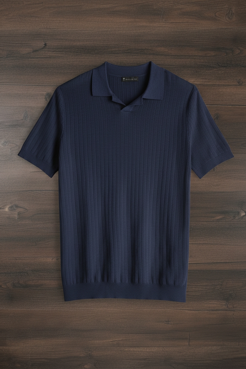 Polo Tejido Cuello Johnny - Azul Marino
