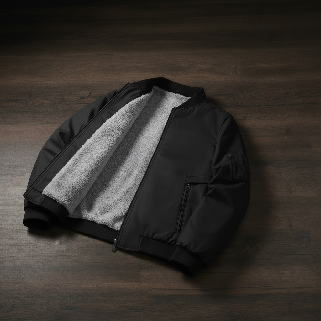 Bomber Jacket Fleece - Negro