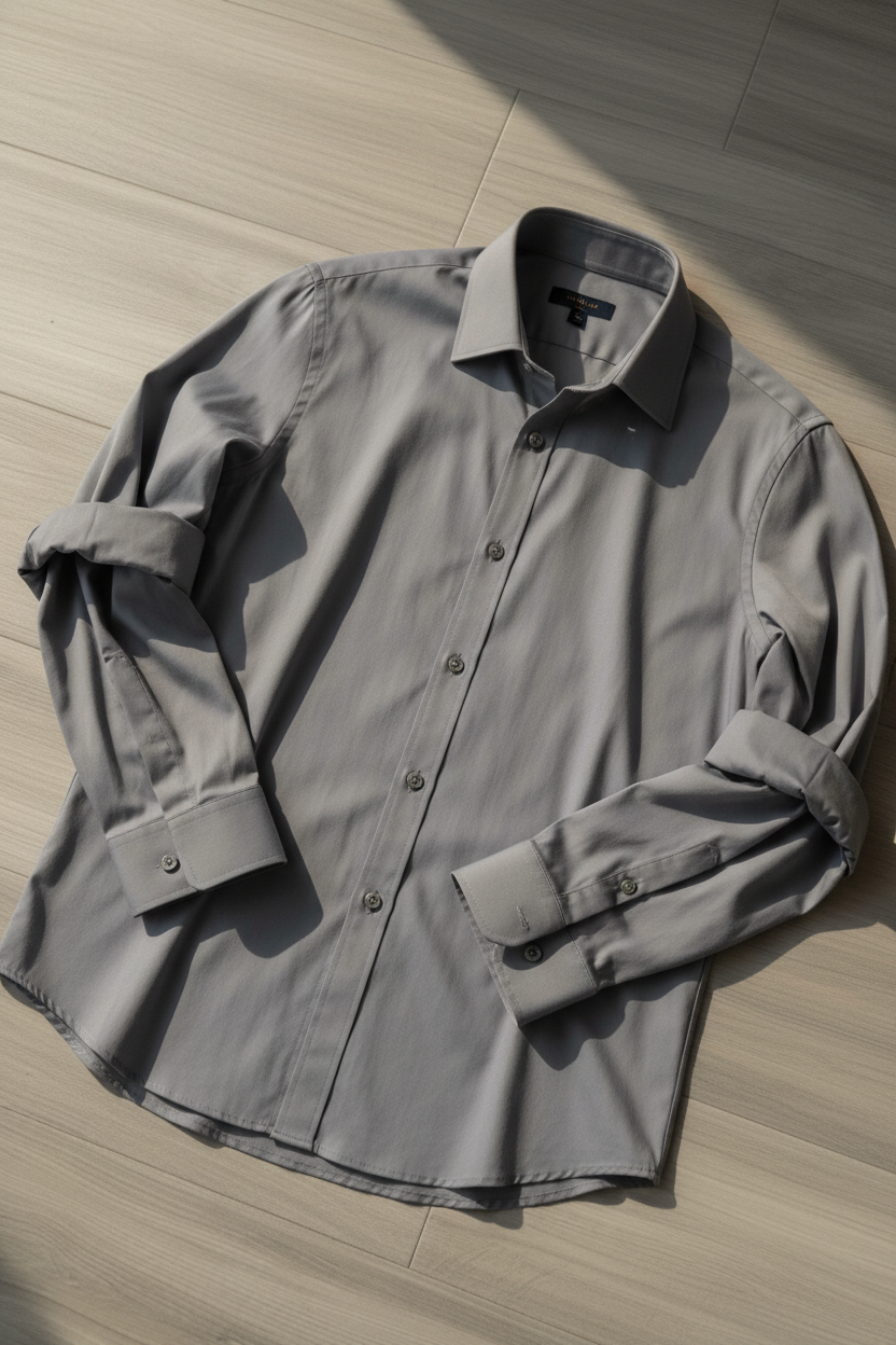 Camisa Algodón Premium Manga Larga KMS - Gris