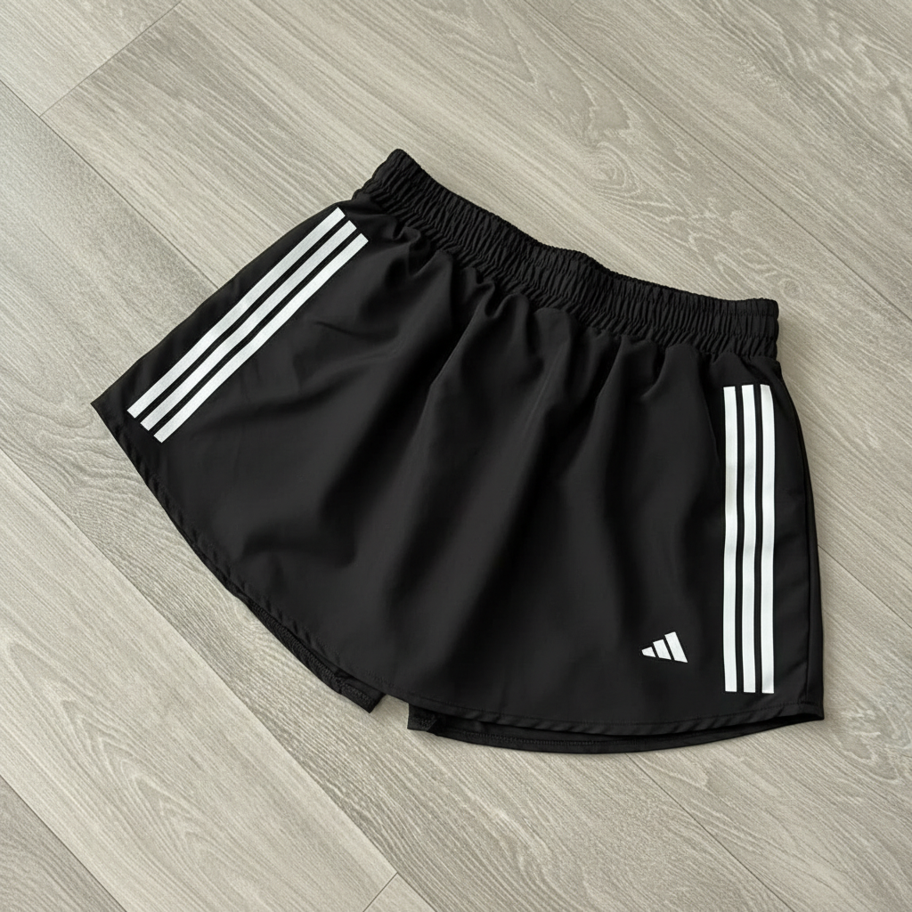 Falda Short Negra - Rayas Blancas