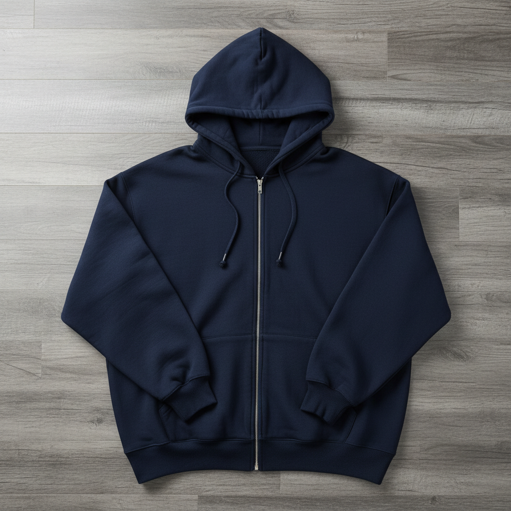 Hoodie Zip-Up Oversize Azul Marino