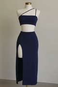 Conjunto Top Falda Maxi KMS - Azul Marino