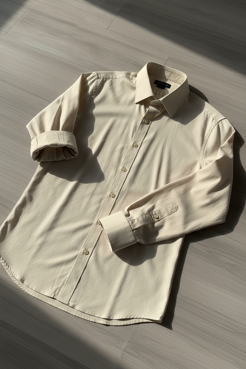 Camisa Algodón Premium Manga Larga KMS - Beige Crema