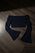 Top Off-Shoulder Rib Manga Flare - Azul Marino