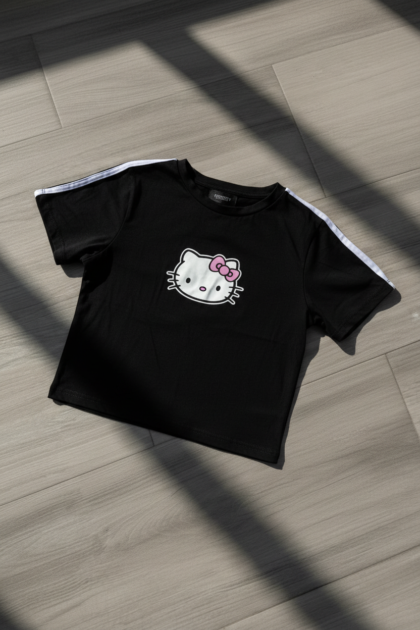 Camiseta Hello Kitty negra - perspectiva 3/4