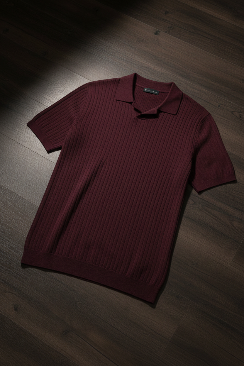 Polo Tejido Cuello Johnny - Vino