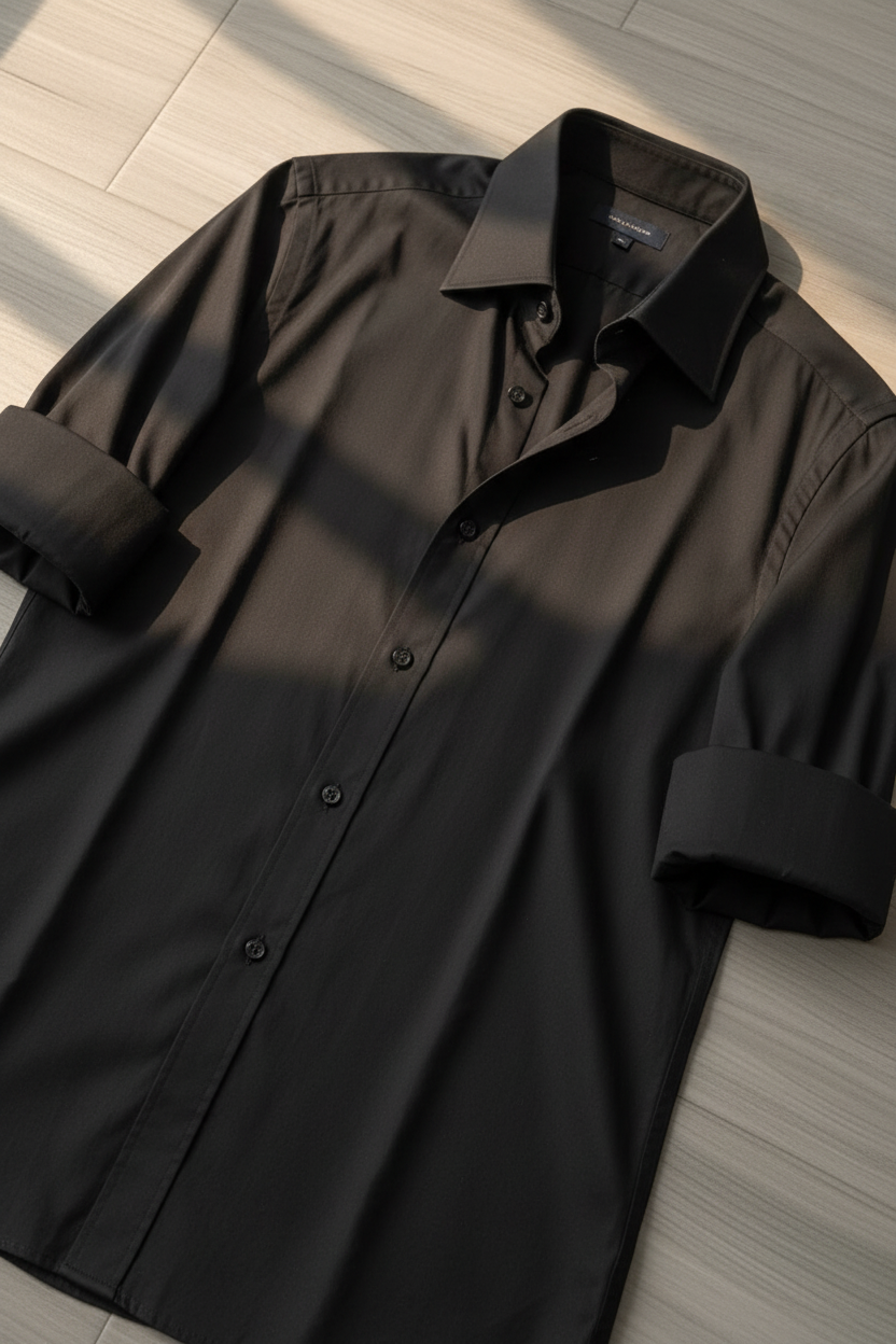Camisa Algodón Premium Manga Larga KMS - Negro