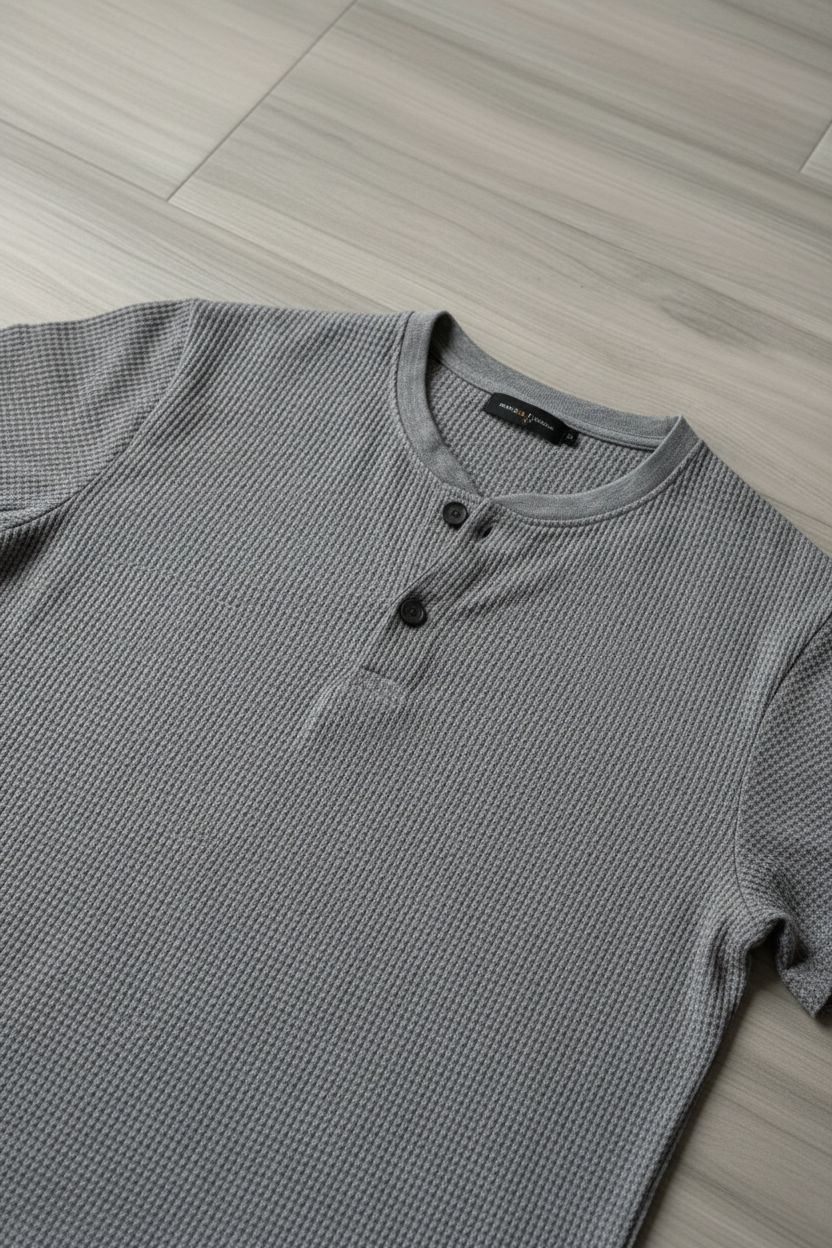 Camiseta Henley Algodón Premium KMS - Gris