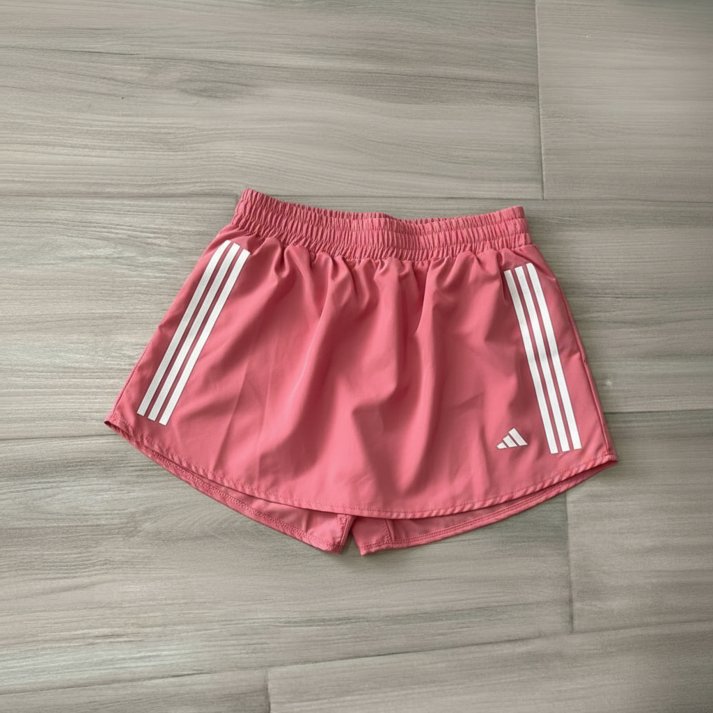 Falda Short Rosa - Rayas Blancas