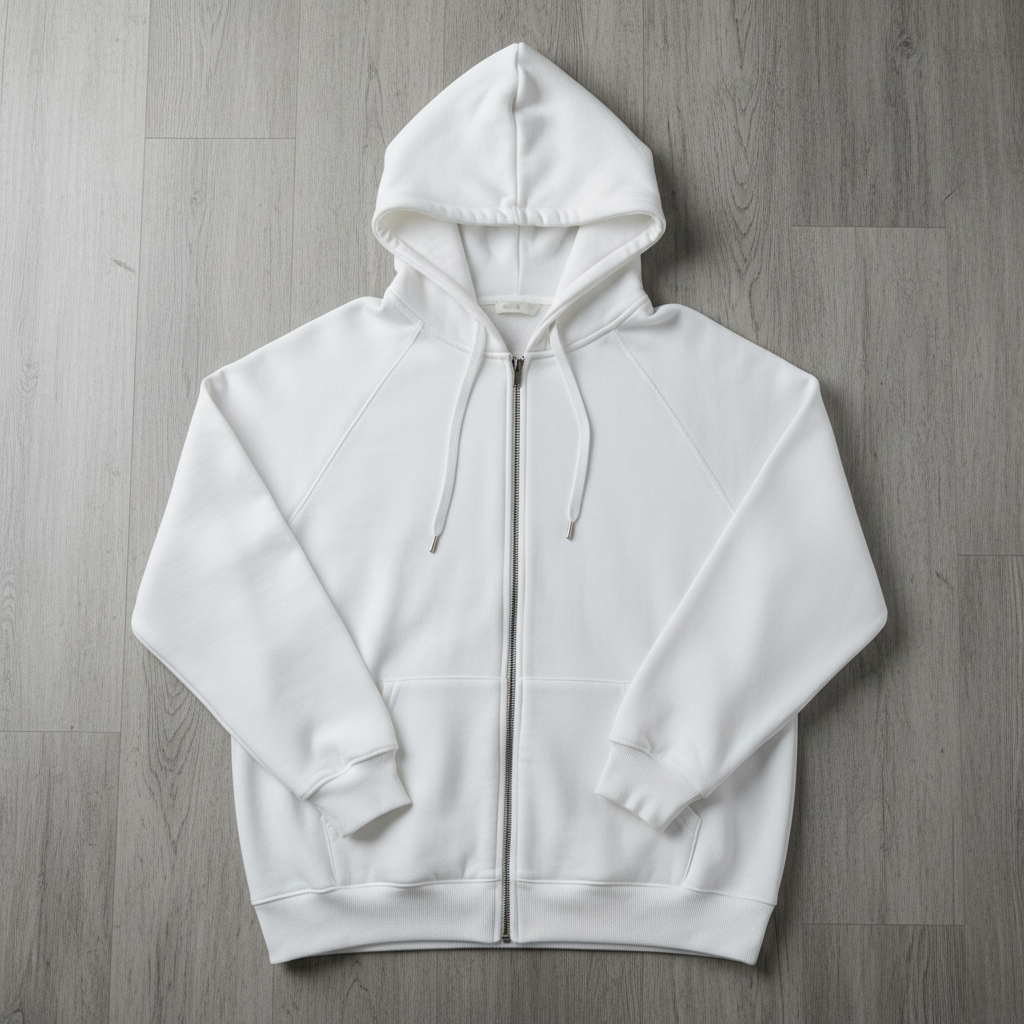 Hoodie Zip-Up Oversize Blanco