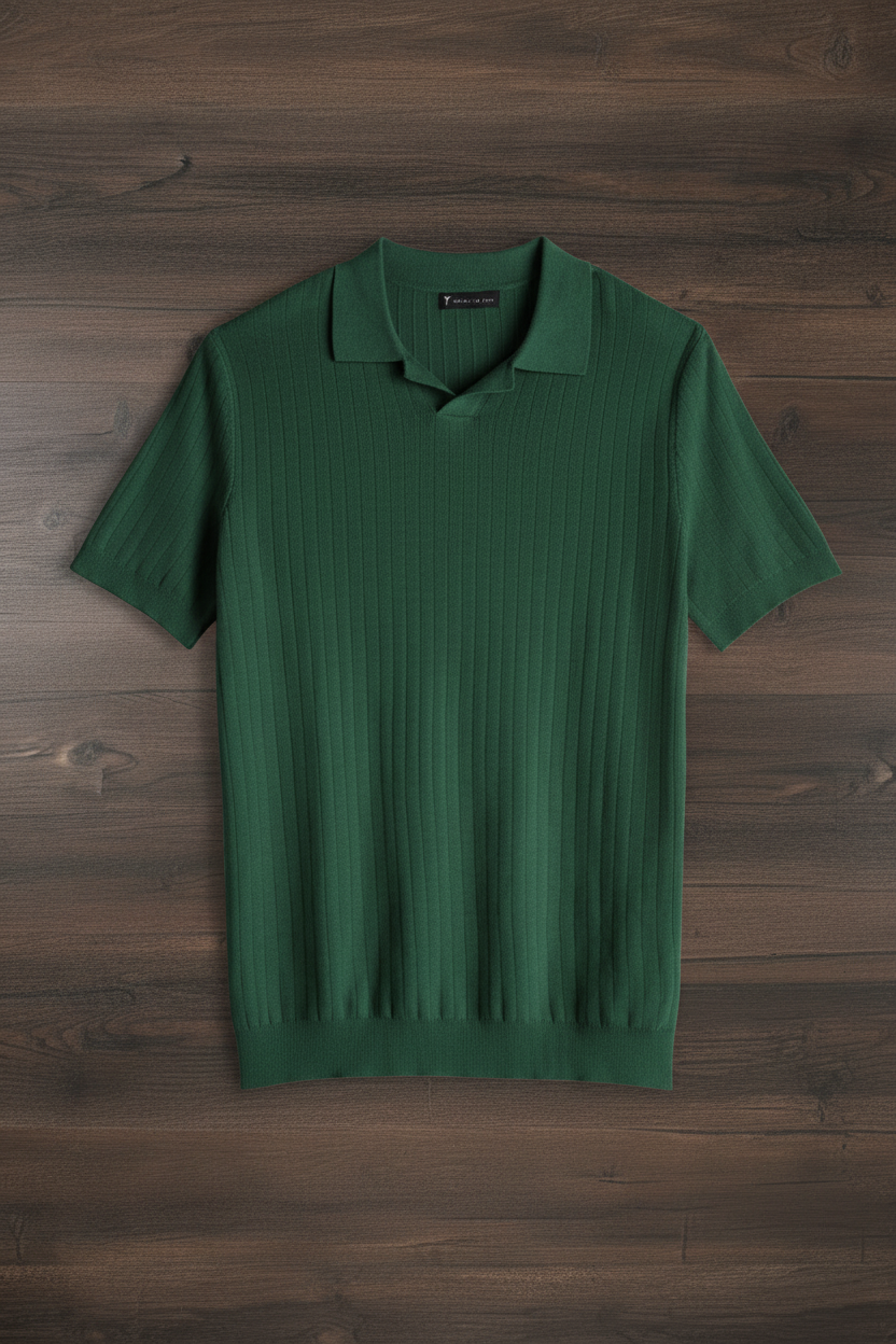 Polo Tejido Cuello Johnny - Verde Bosque