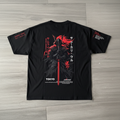 Samurai Tokyo tee - black oversized tee with red samurai warrior graphic