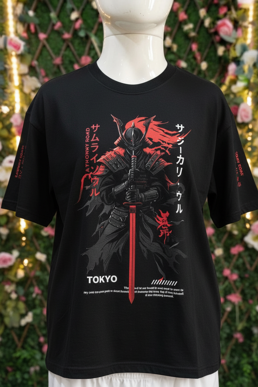 Samurai tee on mannequin with texture